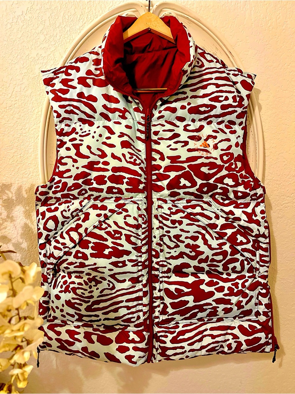 Adidas Stella McCartney Reversible Relaxed Fit Leopard-Print Puffer Vest